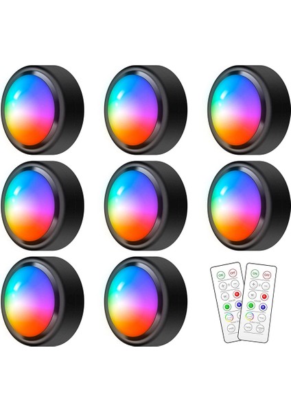 Uzaktan Kumandalı Puck Işıkları, 16 Renk Rgb LED Dolap Altı Işıkları Kablosuz, Dolap, Yatak Odası Için Kumandalı Puck Işıkları (Yurt Dışından)