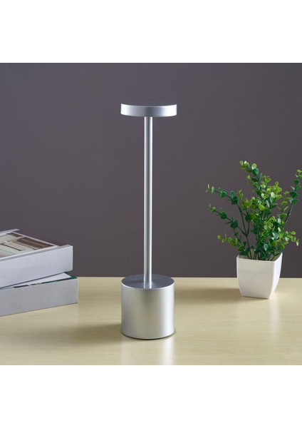 Iskandinav Masa Lambası LED Dokunmatik Masa Lambası Bar Otel Cafe Dekorasyon Masa Lambası USB Şarj Gece Lambası Gümüş (Yurt Dışından)