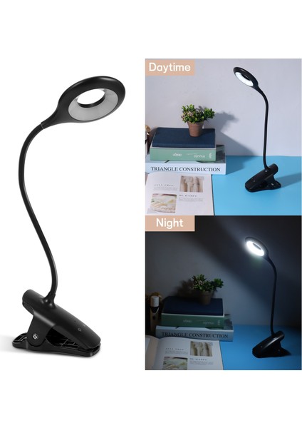 Okuma Lambası Yatak Kelepçesi Işığı, 36 LED Kelepçe Lambası, 5 Renk Sıcaklığı ile USB Şarj Edilebilir Kitap Lambası, Dokunmatik Kontrol (Yurt Dışından)