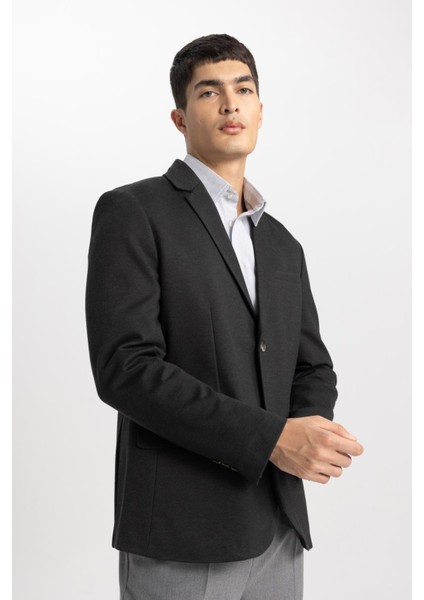 Modern Fit Ceket Yaka Düğmeli Blazer Ceket B0122AX23AU