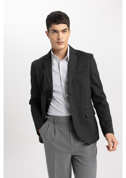 Modern Fit Ceket Yaka Düğmeli Blazer Ceket B0122AX23AU