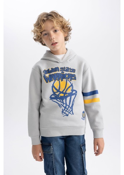 Erkek Çocuk NBA Golden State Warriors Kapüşonlu Kalın Sweatshirt B4797A823WN