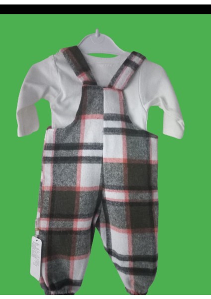Unisex Welsoft Ekose Desen Kahverengi Baskılı Salopet Slopet Bebek Tulumu fiyatları