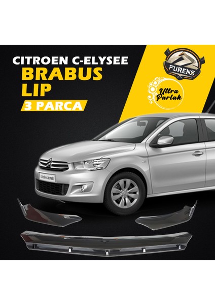 Citroen C Elysee 2012-2019 Uyumlu Brabus Ön Lip 3 Parça Kanatlı Lip