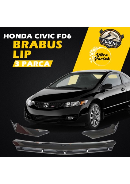 Honda Civic Fd6 Uyumlu Brabus Ön Lip 3 Parça Kanatlı Lip