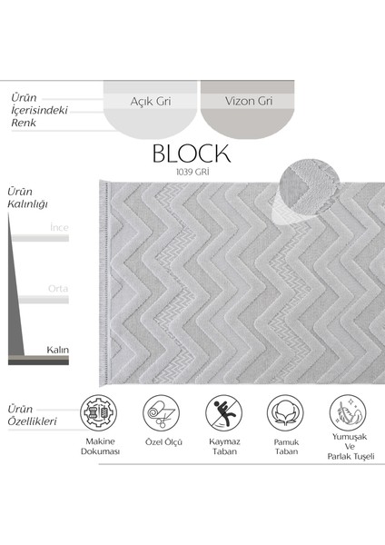 Block 1039 Gri Kaymaz Taban Koridor Halısı Kesme Yolluk Mutfak Halısı Yumuşak Modern Salon Halısı modelleri