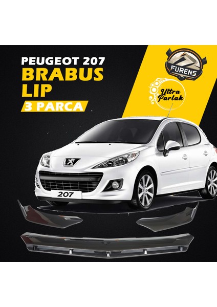 Peugeot 207 2006 - 2012 Uyumlu Brabus Ön Lip 3 Parça Kanatlı Lip