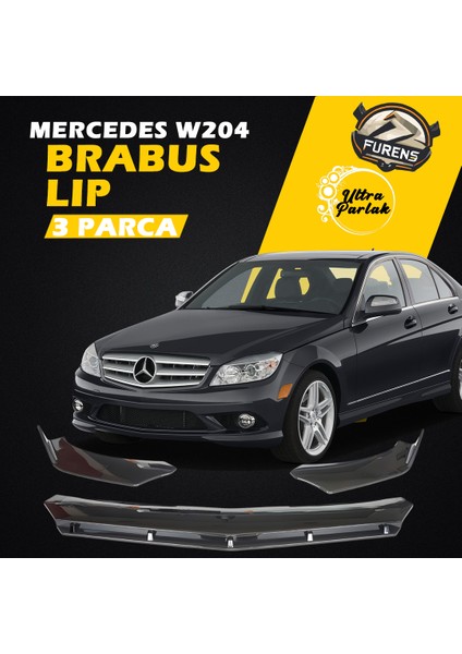 Mercedes Benz W204 2007-2014 Uyumlu Brabus Ön Lip 3 Parça Kanatlı Lip