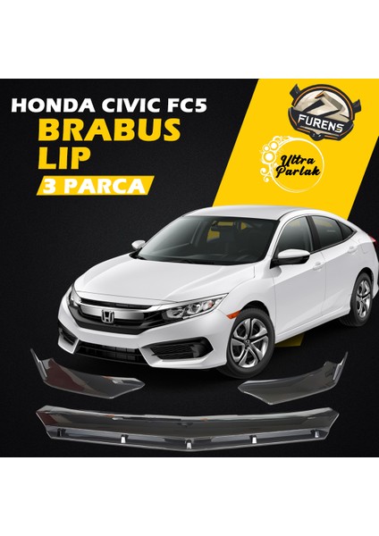 STS Oto Aksesuar Honda Civic Fc5 Fk7 Uyumlu Brabus Ön Lip 3 Parça Kanatlı Lip