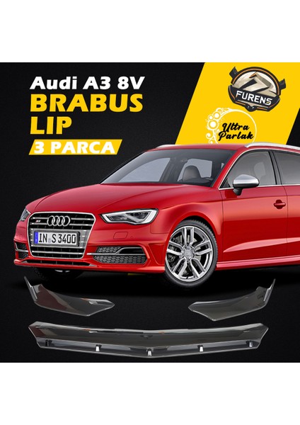 Audi A3 8V 2012-2019 Uyumlu Brabus Ön Lip 3 Parça Kanatlı Lip