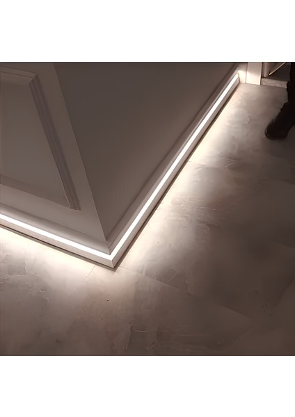 Effect Serisi 11.5 cm Lake Beyaz LED Kanallı Ledli Pvc Süpürgelik