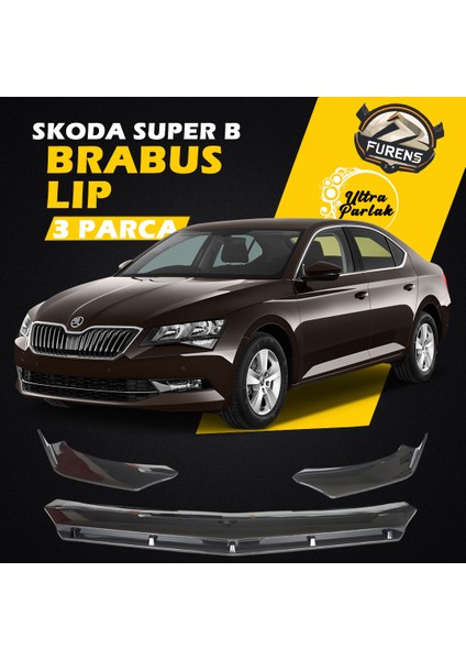 Skoda Superb Mk3 2015-2021 Uyumlu Brabus Ön Lip 3 Parça Kanatlı Lip