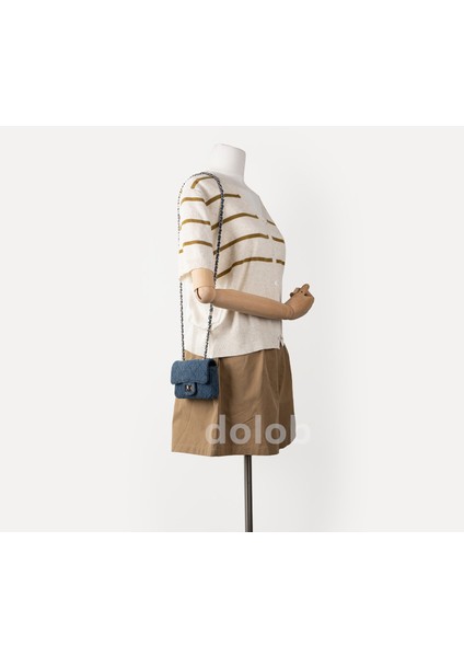 Kadınlar Için Çantalar 2023 Yeni Niş Tasarım Mini Crossbody Küçük Kare Çanta Moda Eşkenar Dörtgen Denim Zincir Çanta (Yurt Dışından) modelleri