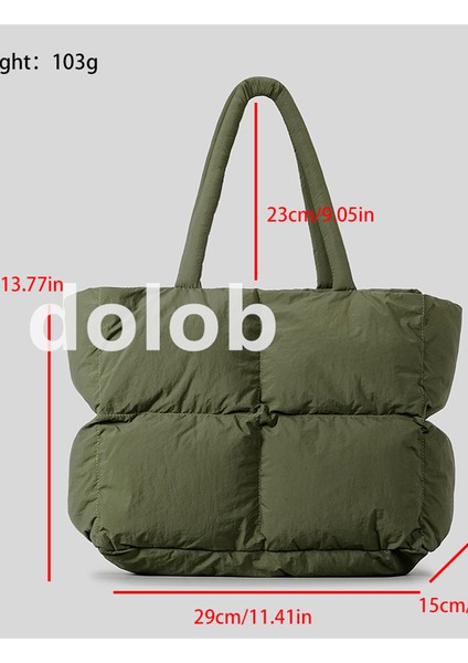 Pamuk Dolgulu Tote Çanta Kadın Büyük Kapasiteli Yumuşak Kuş Tüyü Çanta Sonbahar ve Kış Yeni Eşkenar Dörtgen Çok Yönlü Çanta (Yurt Dışından)