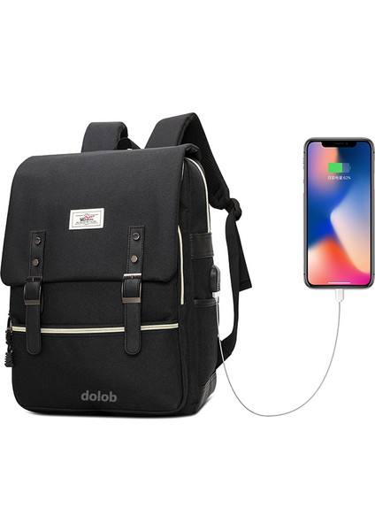 Erkekler ve Kadınlar Için Yeni Naylon Sırt Çantası, Büyük Kapasiteli USB Şarj Iş Moda Bilgisayar Sırt Çantası (Yurt Dışından)