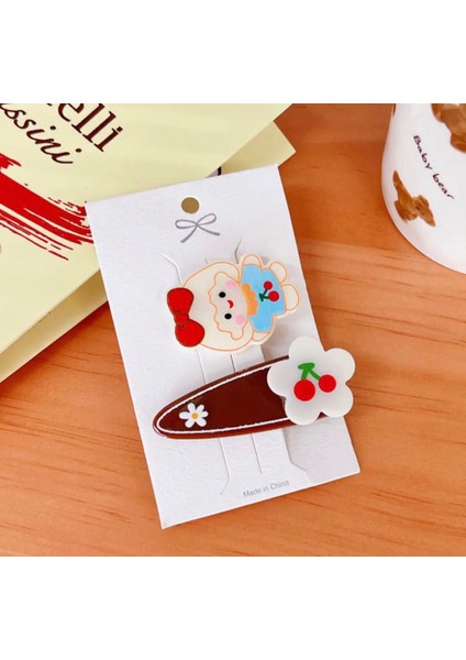 Kawai Teddy Bear Kore Japon Tarzı Ayıcıklı Yan Toka Çocuk Pens