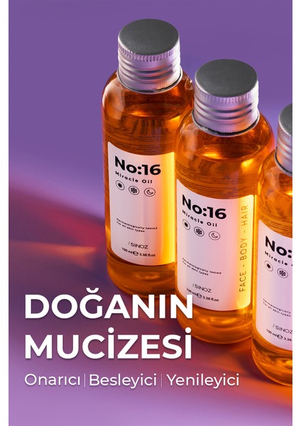 No:16 Nemlendirici Besleyici Yenileyici Işıltı Verici Mucizevi Onarıcı Bakım Yağı 100 ML