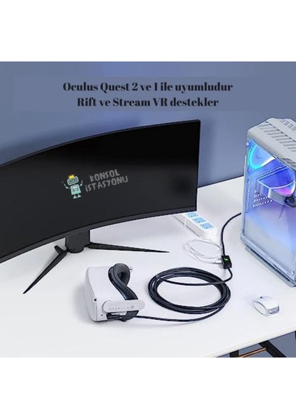 Konsol İstasyonu Link Kablosu Oculus Quest 3 Uyumlu 5metre 3.2 Gen 2A