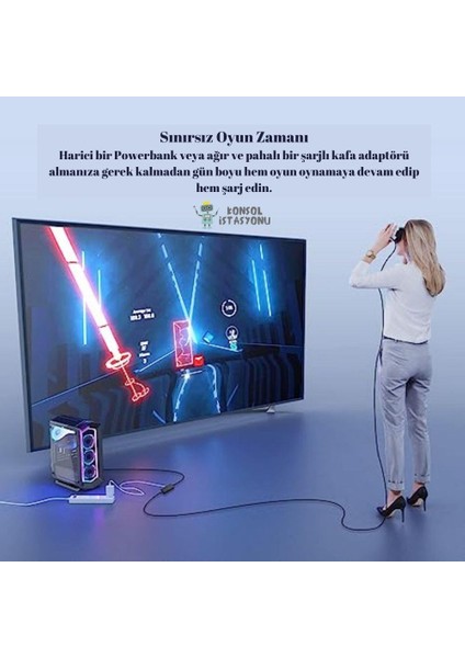 Konsol İstasyonu Link Kablosu Oculus Quest 3 Uyumlu 5metre 3.2 Gen 2A