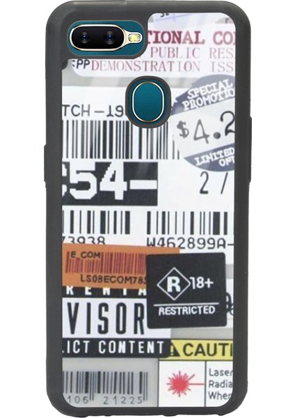 Oppo A5S - Ax7 Sticker Barkod Tasarımlı Glossy Telefon Kılıfı