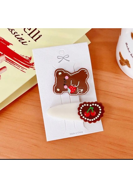 Kawai Teddy Bear Ayıcıklı Kore Japon Tarzı Yan Toka Çocuk Pens