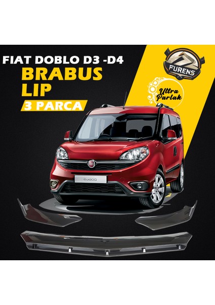 Fiat Doblo D3 - D4 Kasa Uyumlu Brabus Ön Lip 3 Parça Kanatlı Lip