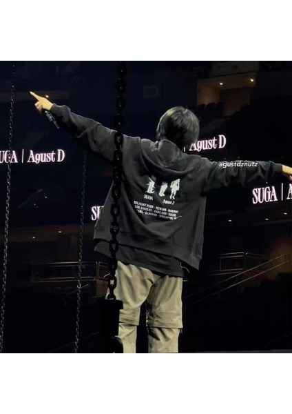 Bts Suga Agust-D Siyah Fermuarlı Hırka 4xl-5xl