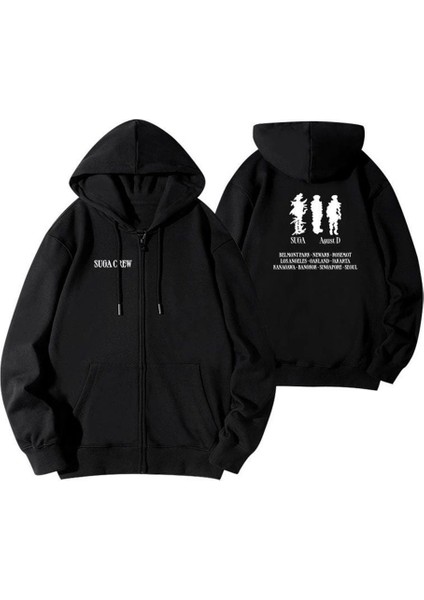Bts Suga Agust-D Siyah Fermuarlı Hırka 4xl-5xl