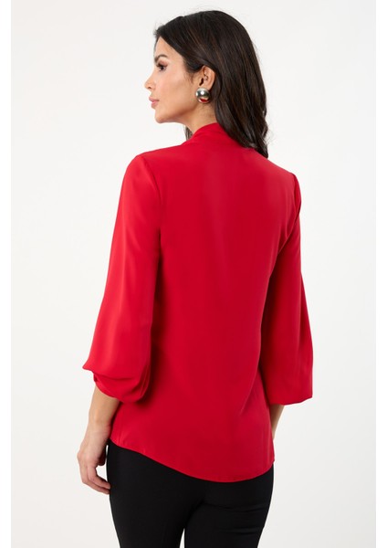 Humberto Şal Yaka Bluz KIRMIZI modelleri