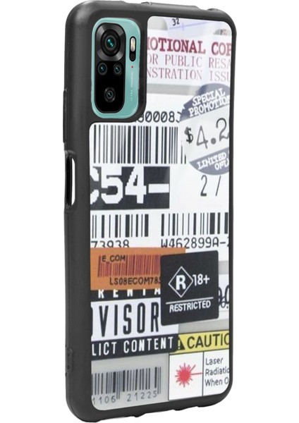 Xiaomi Redmi Note 10 - Note 10S Sticker Barkod Tasarımlı Glossy Telefon Kılıfı