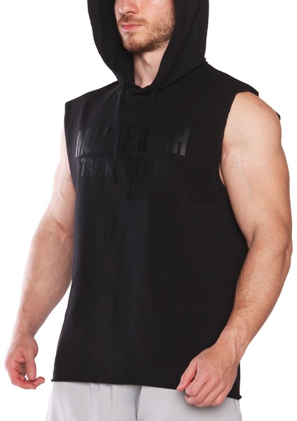 Training Club Kapüşonlu Kolsuz Sweatshirt Siyah
