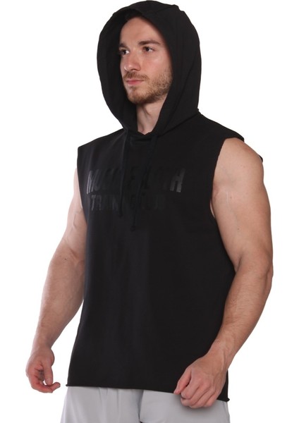 Training Club Kapüşonlu Kolsuz Sweatshirt Siyah