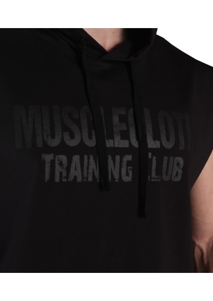 Training Club Kapüşonlu Kolsuz Sweatshirt Siyah