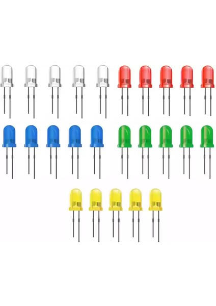 Set 5'li; Breadboard 25 Adet LED Erkek Erkek Jumper 5 Buton Buzzer