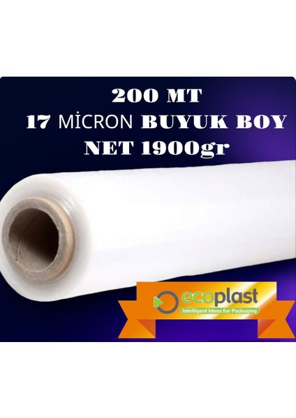 Büyük Boy 200 mt 17 Mikron Palet Streci Net 1900 gr Streç 50 cm