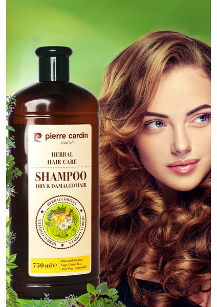 Pierre Cardin Herbal Shampoo For Dry & Damaged Hair 750 ml Bitkisel Şampuan ( Kuru ve Yıpranmış Saçlar)