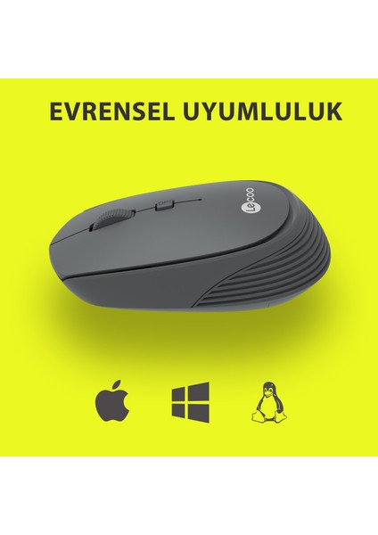 WS202 Kablosuz 1200DPI 4 Tuşlu Optik Mouse Gri