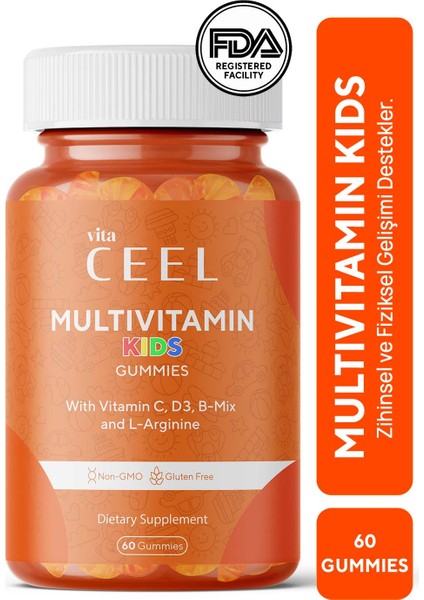 Çocuklar için Gelişme Çağı Multivitamini Vitamin C, D, B Mix, L-arginine