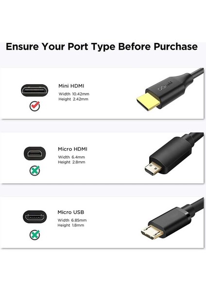 Micro HDMI ve Micro USB Ses ve Video Görüntü Aktarım Kablosu (Altın Kaplama Uclu 1.83METRE 4k-30 Hz)