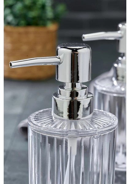 2 Adet 300 ml Sıvı Sabunluk Kristal Banyo Mutfak Sabunluk Seti - Cam Değildir