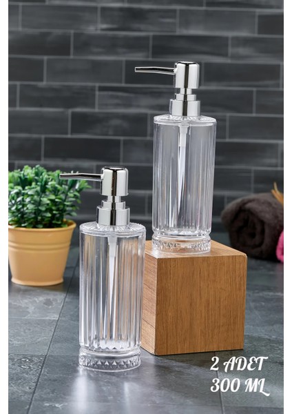 2 Adet 300 ml Sıvı Sabunluk Kristal Banyo Mutfak Sabunluk Seti - Cam Değildir fiyatları