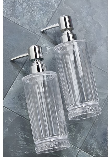 2 Adet 300 ml Sıvı Sabunluk Kristal Banyo Mutfak Sabunluk Seti - Cam Değildir modelleri