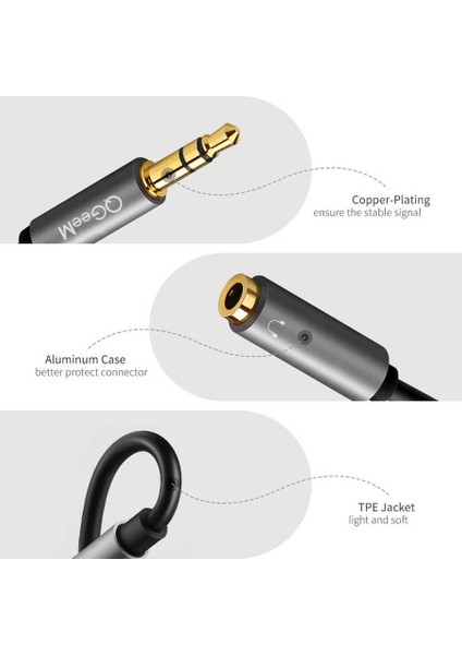 Telefon, Monitör ve Ses Sistemleri Için 3.5mm Jack Girişli ve Çıkışlı Audio Ses Çoğaltıcı Kablo modelleri