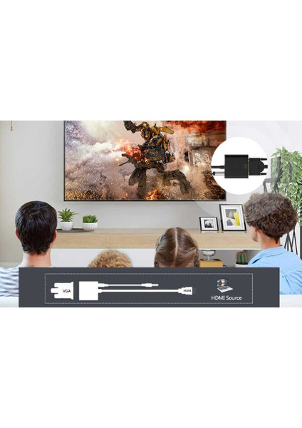 HDMI Girişi Olan Her Cihaz Için VGA Dönüştürücü Çevirici Kablo (3.5mm Jack Ses Portu 16CM) fiyatları
