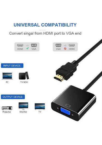 HDMI Girişi Olan Her Cihaz Için VGA Dönüştürücü Çevirici Kablo (3.5mm Jack Ses Portu 16CM) indirimleri