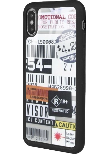 iPhone Xs Max Sticker Barkod Tasarımlı Glossy Telefon Kılıfı