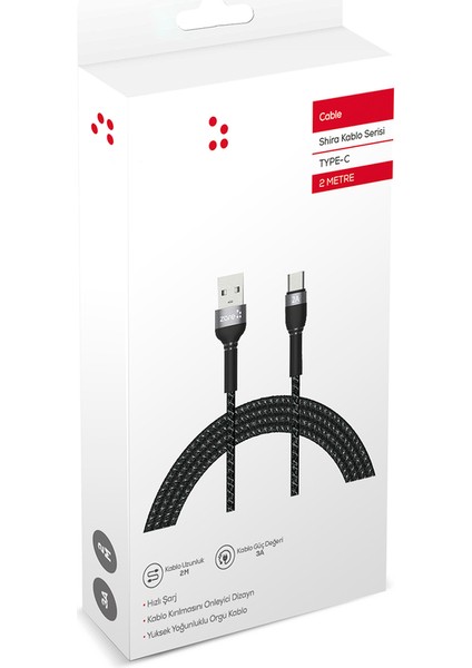 Type-C USB Kablo Hızlı Şarj ve Data Veri Aktarımı (2A Güç, 480MBPS Hız) 2metre Örgülü, Uzun ve Güçlü fiyatları