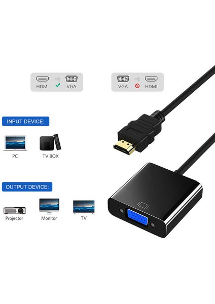 Bilgisayar ve Tv Projektörler Için HDMI ve VGA Uçlu 3.5mm Jack Girişli Dönüştürücü Aktarıcı Kablo fiyatları