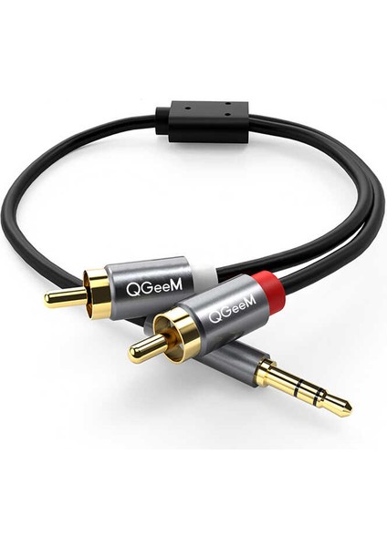 Telefon Bilgisayar Televizyon Ses Sistemleri Için 3.5mm Jack ve 2'li Rca Aux Ses Kablosu (1.5 Metre)
