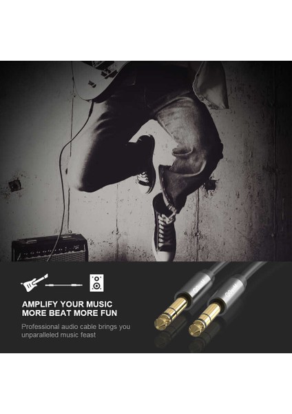 Gitar, Amfi ve Ses Sistemleri Için 6.35MM Jack Aux Audio Kablo (1.5metre Sabit Hifi Ses Iletimi)